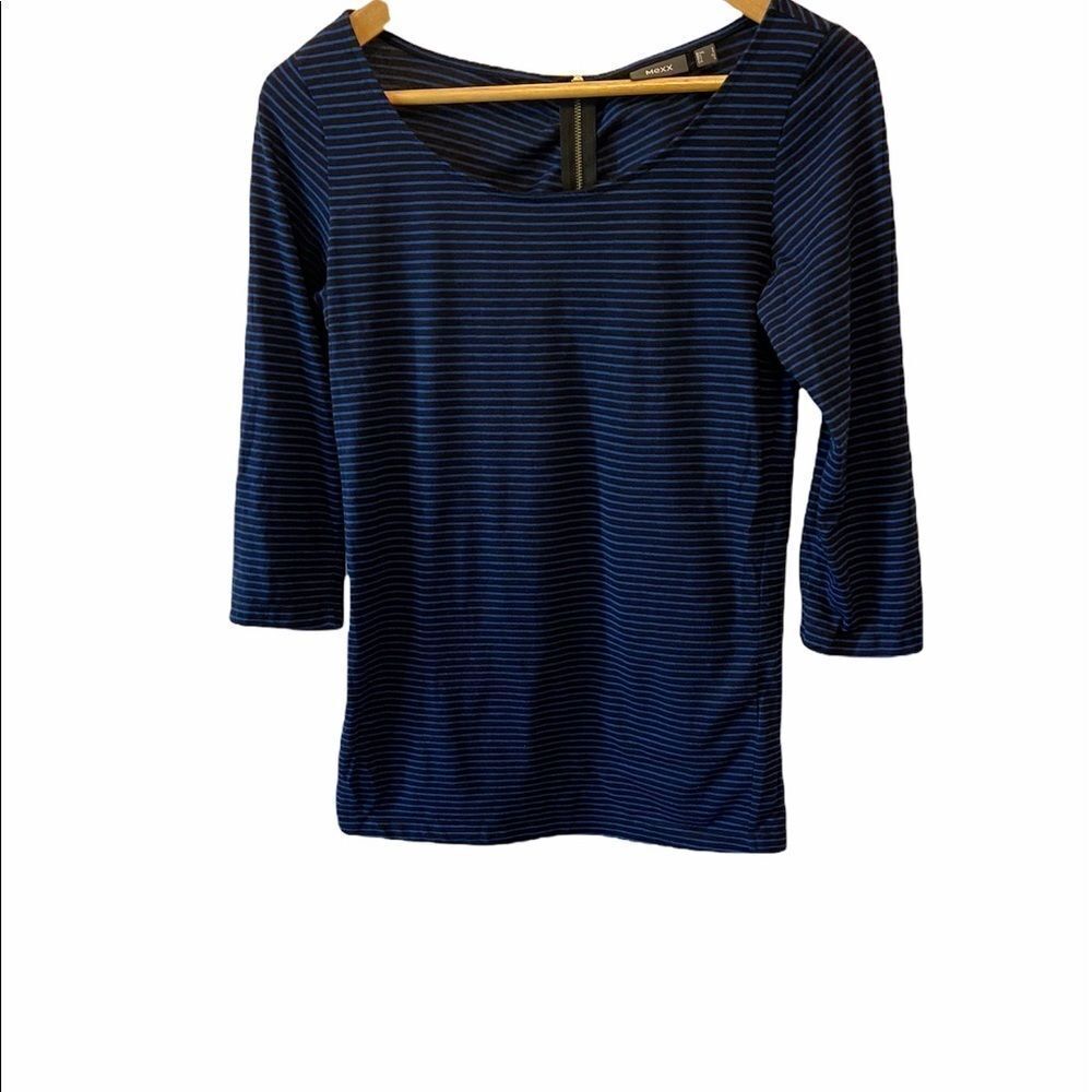 MEXX Blue&Black Stripe Scoop Zip Back Top S